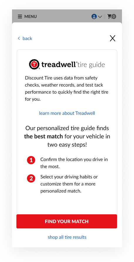 The winning redesigned Treadwell Pre-Step screen, with clearer messaging and explicit input explanations