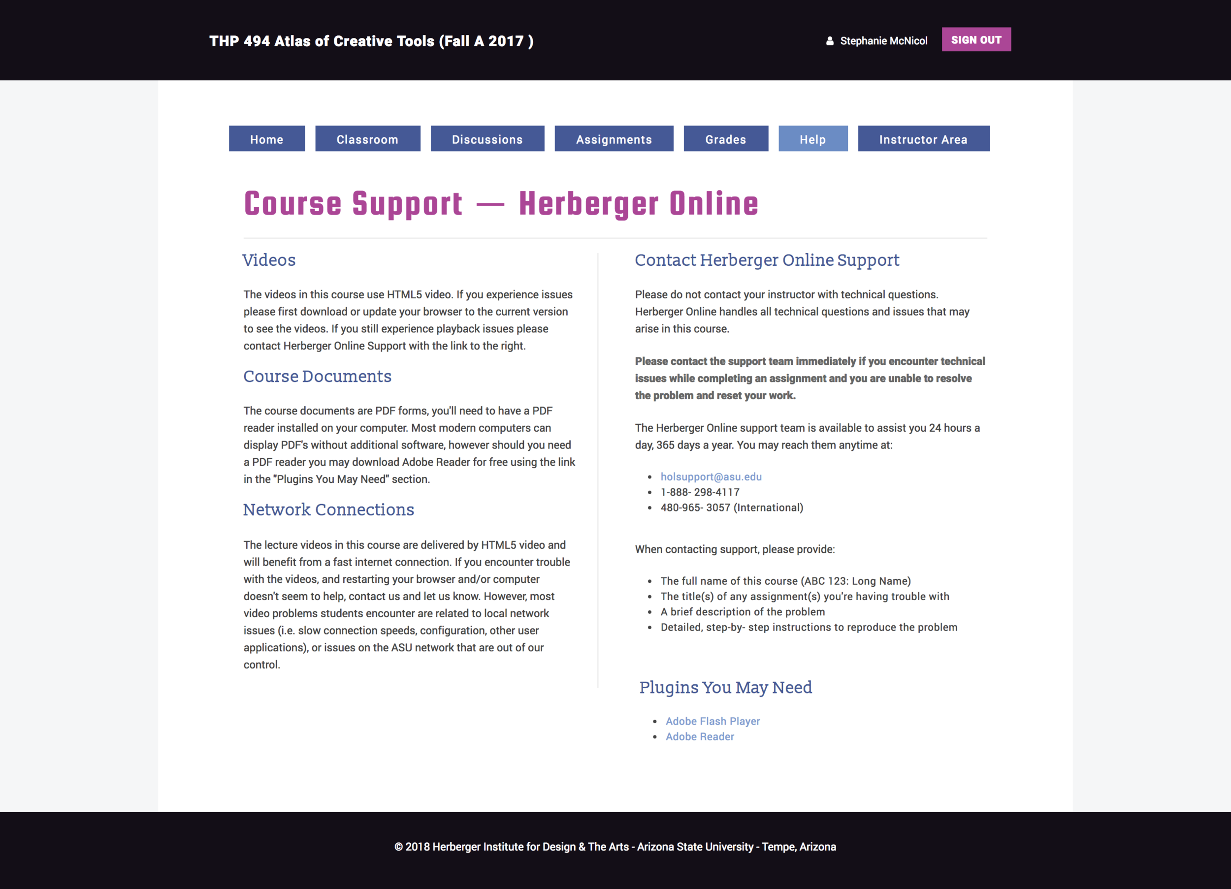 Original text-heavy Atlas help page that students found difficult to navigate