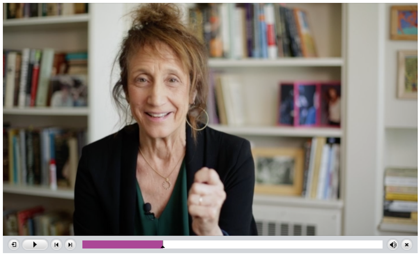 Lecture video featuring Liz Lerman shot in a warm, inviting space