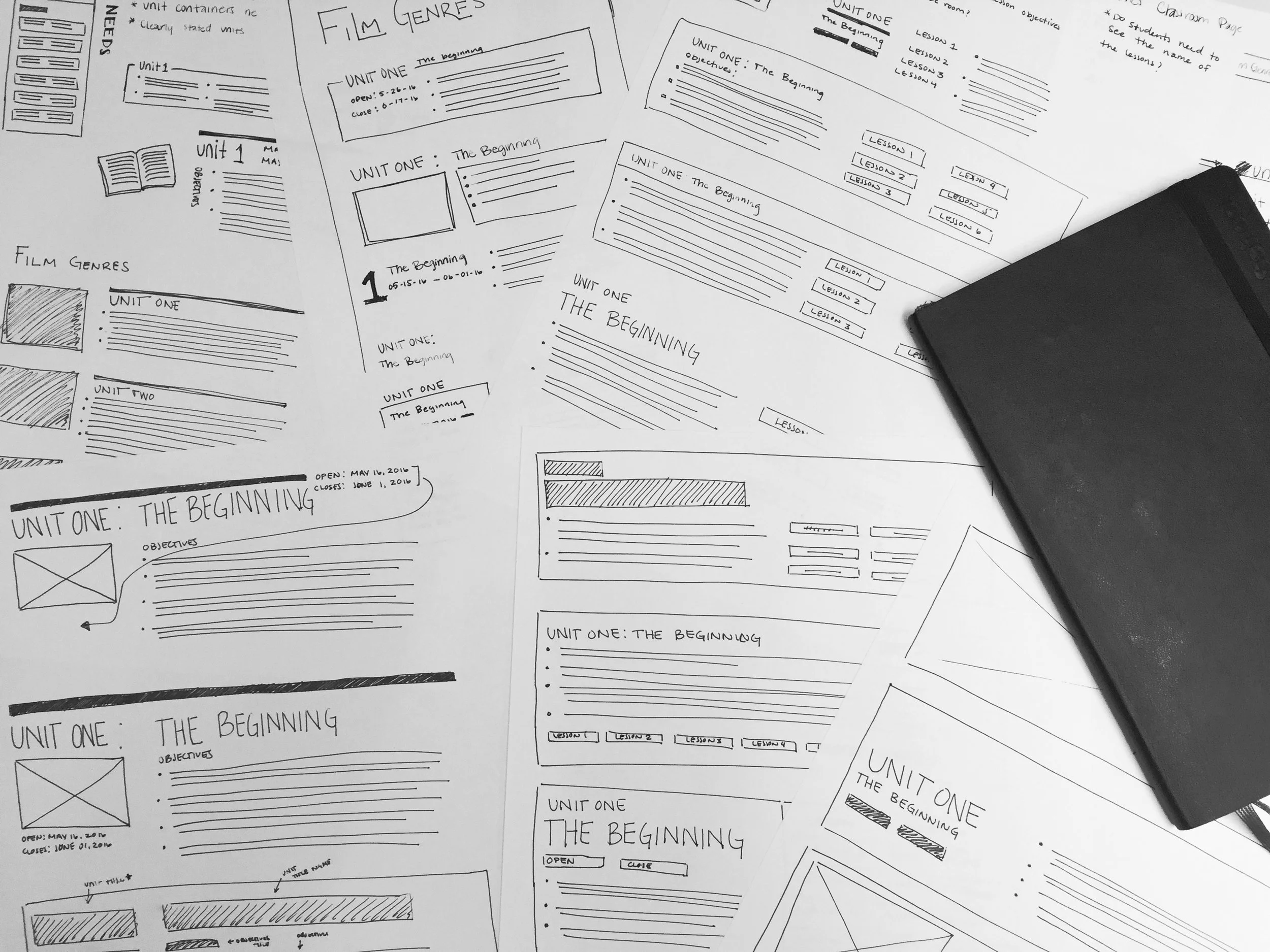Early concept sketches exploring the Holmes 2.0 interface direction